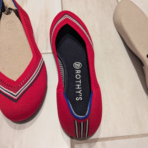 Rothy's The Flat Red Stripe Cherry 9.5 like new - Picture 6 of 8